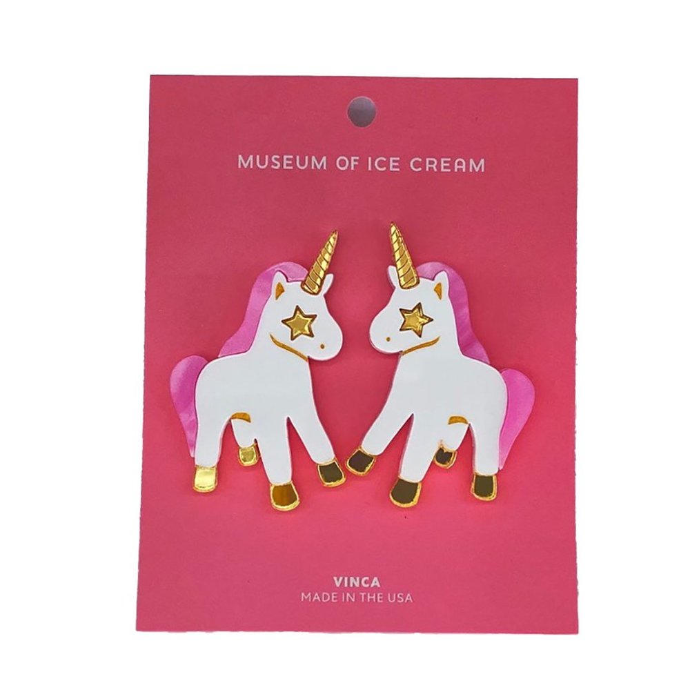 Boss Girl Unicorn novelty pierced earrings NWT